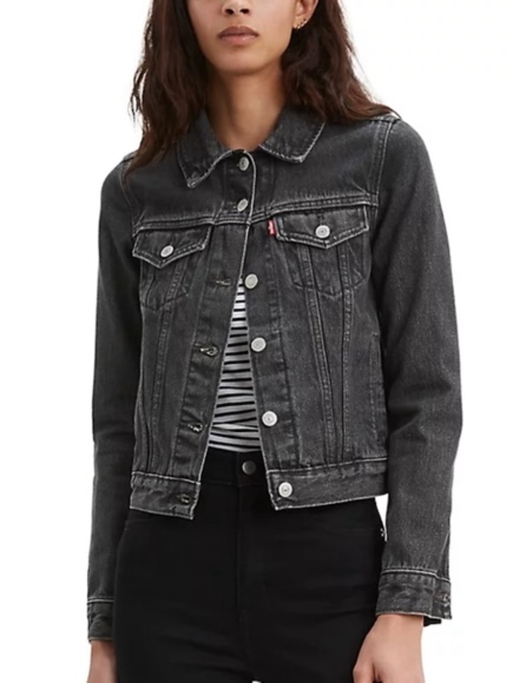 Levi's Women's Denim Trucker Jacket in Washed Gray-Black